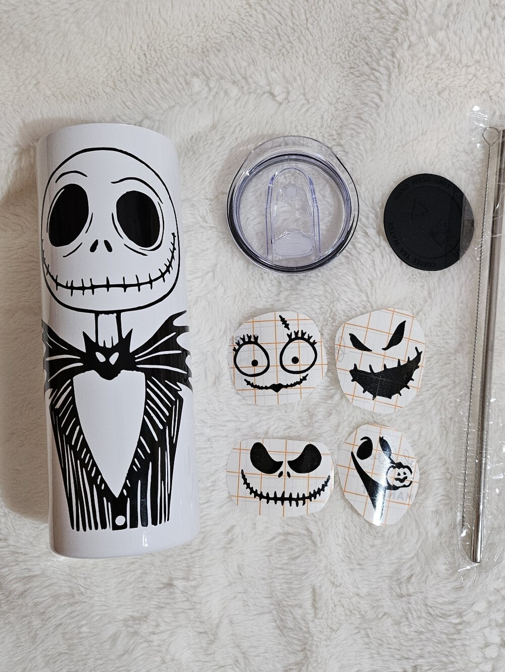 White Jack Skellington Face Tumbler